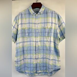 Tommy Bahama Mens XL Silk Shirt Short‎ Sleeve Striped Button-Up Shirt